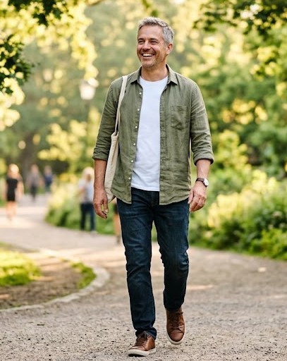 Chodník v lese zalitý ranním světlem, symbolizující energii a svěžest nového dne